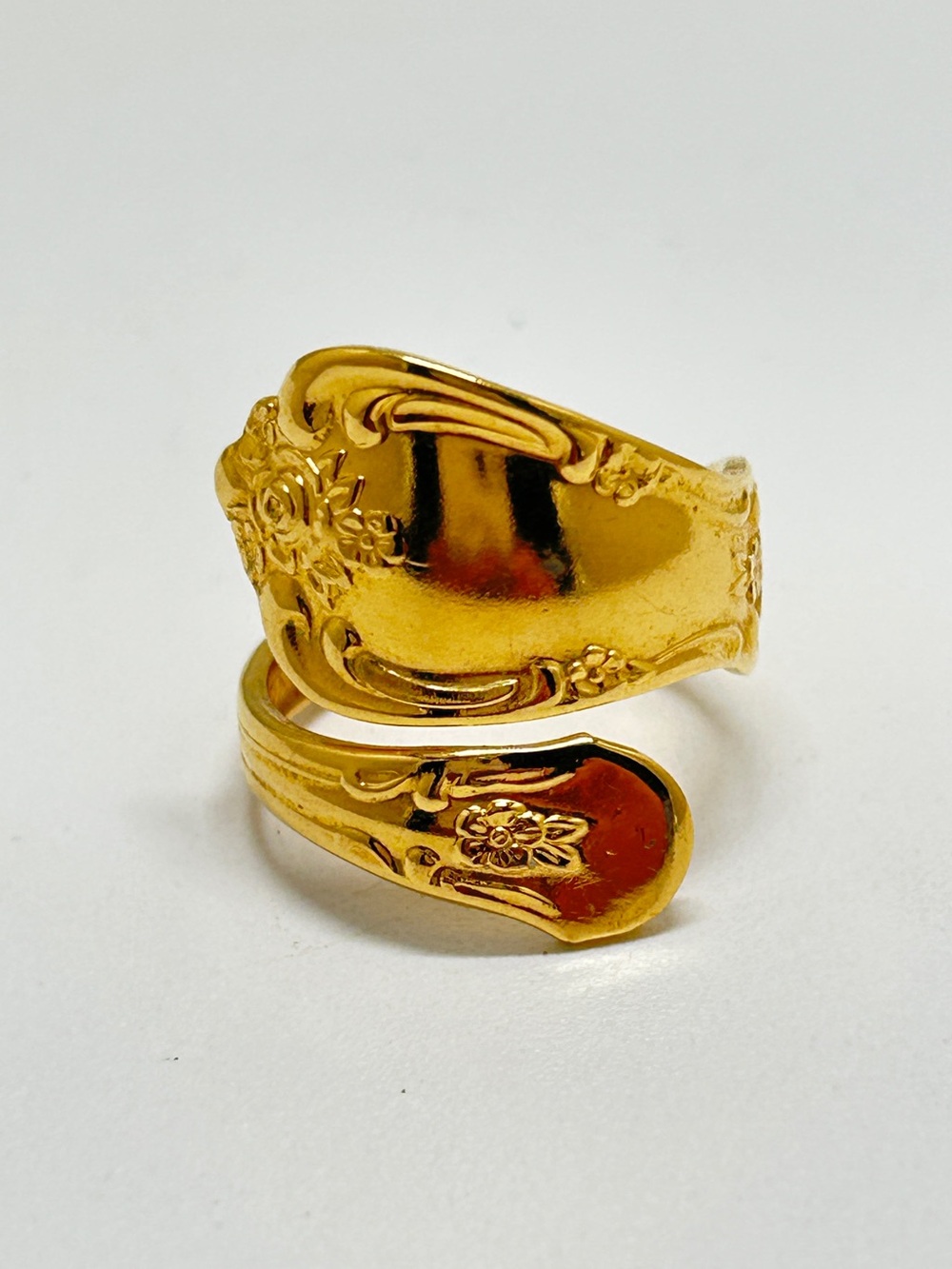 WMA Rogers Oneida Vintage Gold Spoon Ring, Size 6.5